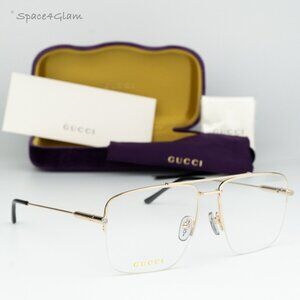 BRAND NEW Gucci GG1415O 001 Gold Demo Pilot Women Eyeglasses GG 1415O